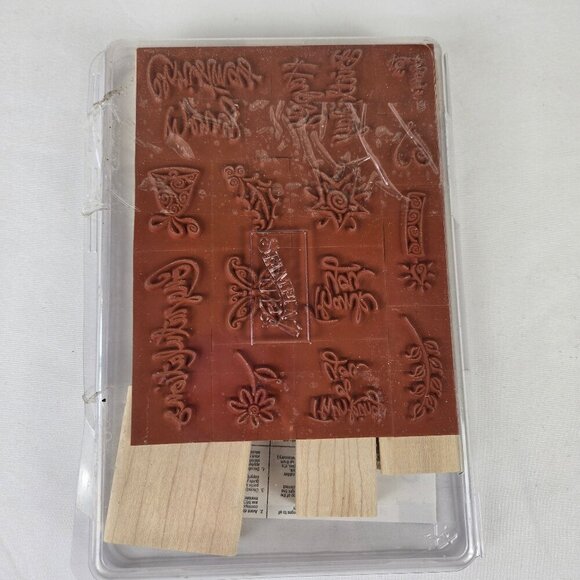 Stampin' Up! "A Greeting For All Reasons" Set of 14 Unused Rubber Stamps Wood - Picture 4 of 7